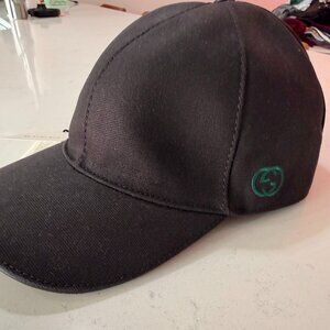 Gucci Interlocking G Logo Web Black Baseball Hat